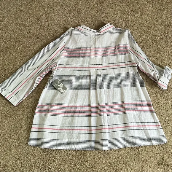 Habitat White and Pink Striped Button Down Shirt - Picture 2 of 4